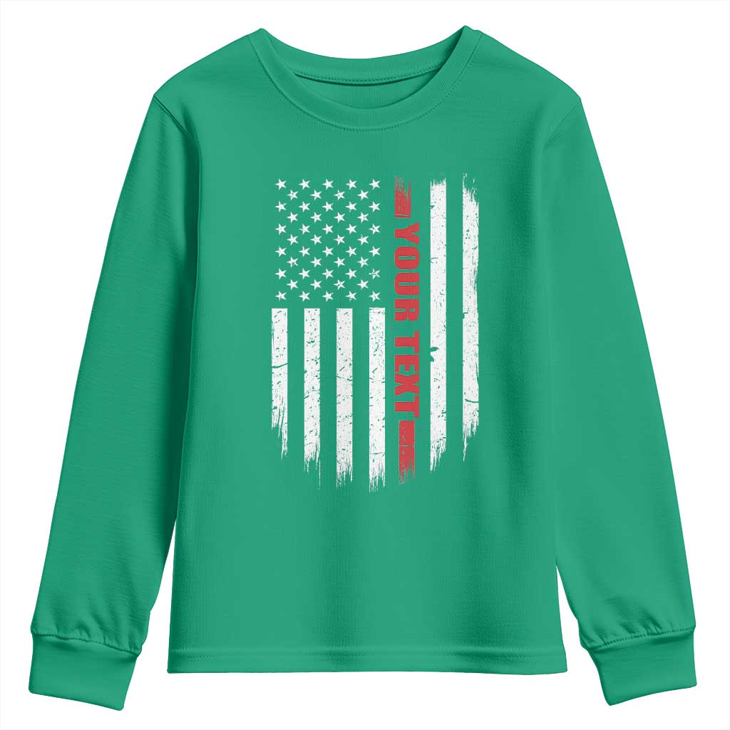 Personalized Firefighter Youth Sweatshirt Custom Text Name Vintage American Flag Patriot Fireman Gift