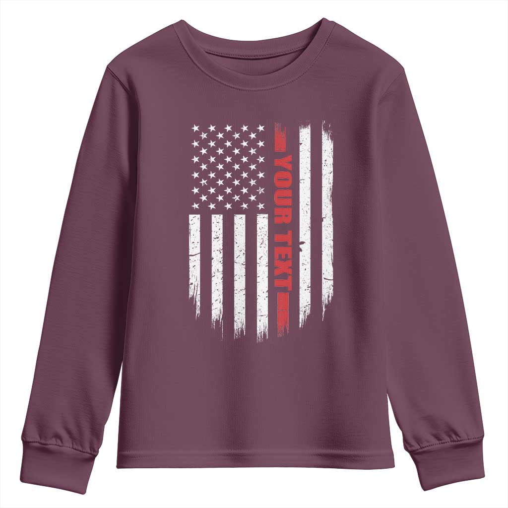 Personalized Firefighter Youth Sweatshirt Custom Text Name Vintage American Flag Patriot Fireman Gift