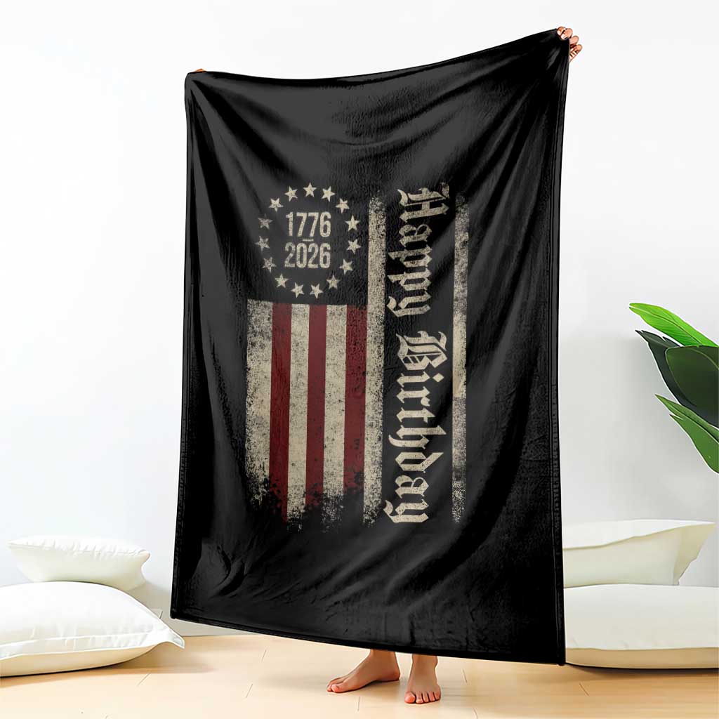 250th Birthday US July 4th 1776 2026 American Flag Throw Blanket