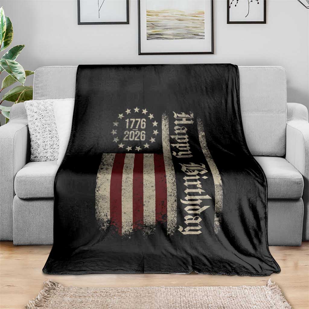 250th Birthday US July 4th 1776 2026 American Flag Throw Blanket