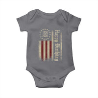 250th Birthday US July 4th 1776 2026 American Flag Baby Onesie