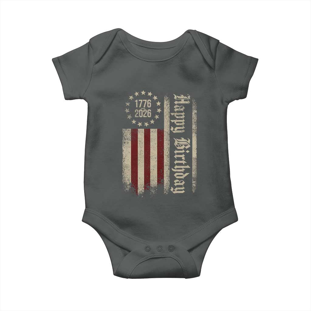 250th Birthday US July 4th 1776 2026 American Flag Baby Onesie