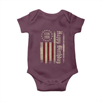 250th Birthday US July 4th 1776 2026 American Flag Baby Onesie