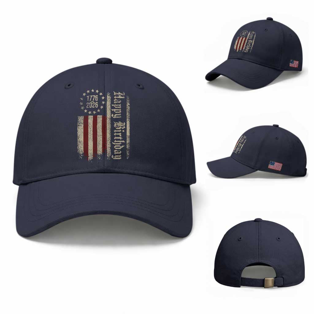 250th Birthday US July 4th 1776 2026 American Flag Baseball Cap