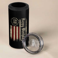 250th Birthday US July 4th 1776 2026 American Flag 4 in 1 Can Cooler Tumbler
