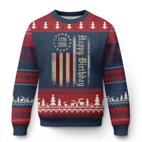 250th Birthday US July 4th 1776 2026 American Flag Ugly Christmas Sweater