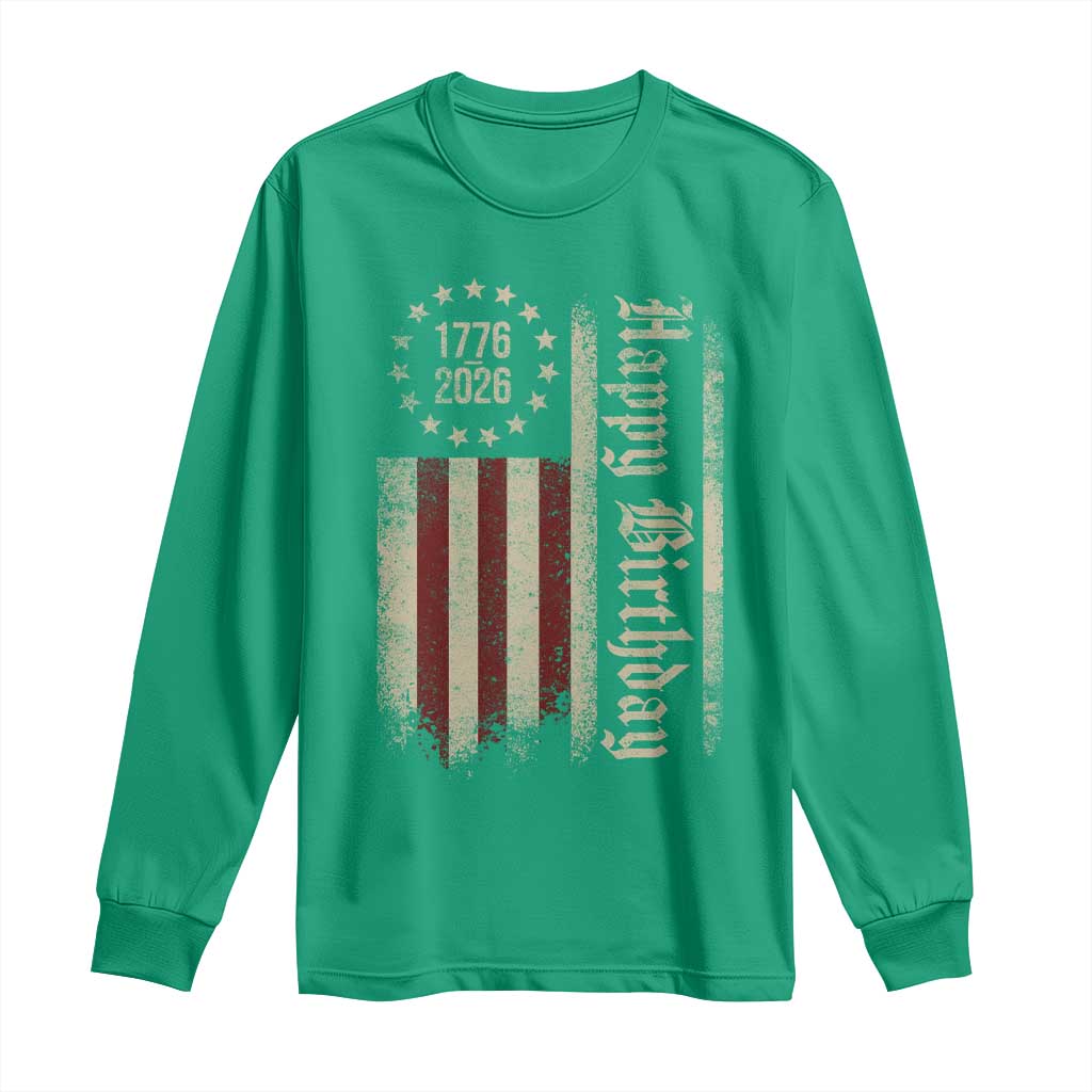 250th Birthday US July 4th 1776 2026 American Flag Long Sleeve Shirt