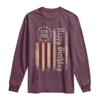250th Birthday US July 4th 1776 2026 American Flag Long Sleeve Shirt