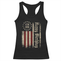 250th Birthday US July 4th 1776 2026 American Flag Racerback Tank Top