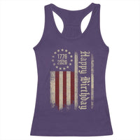250th Birthday US July 4th 1776 2026 American Flag Racerback Tank Top
