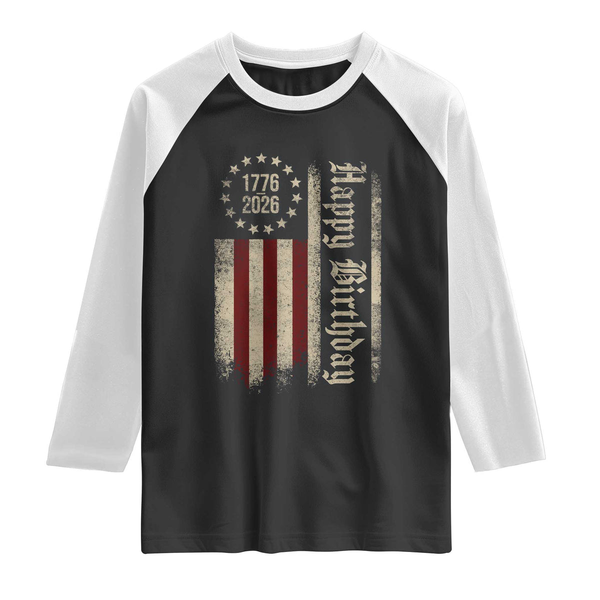 250th Birthday US July 4th 1776 2026 American Flag Raglan Shirt
