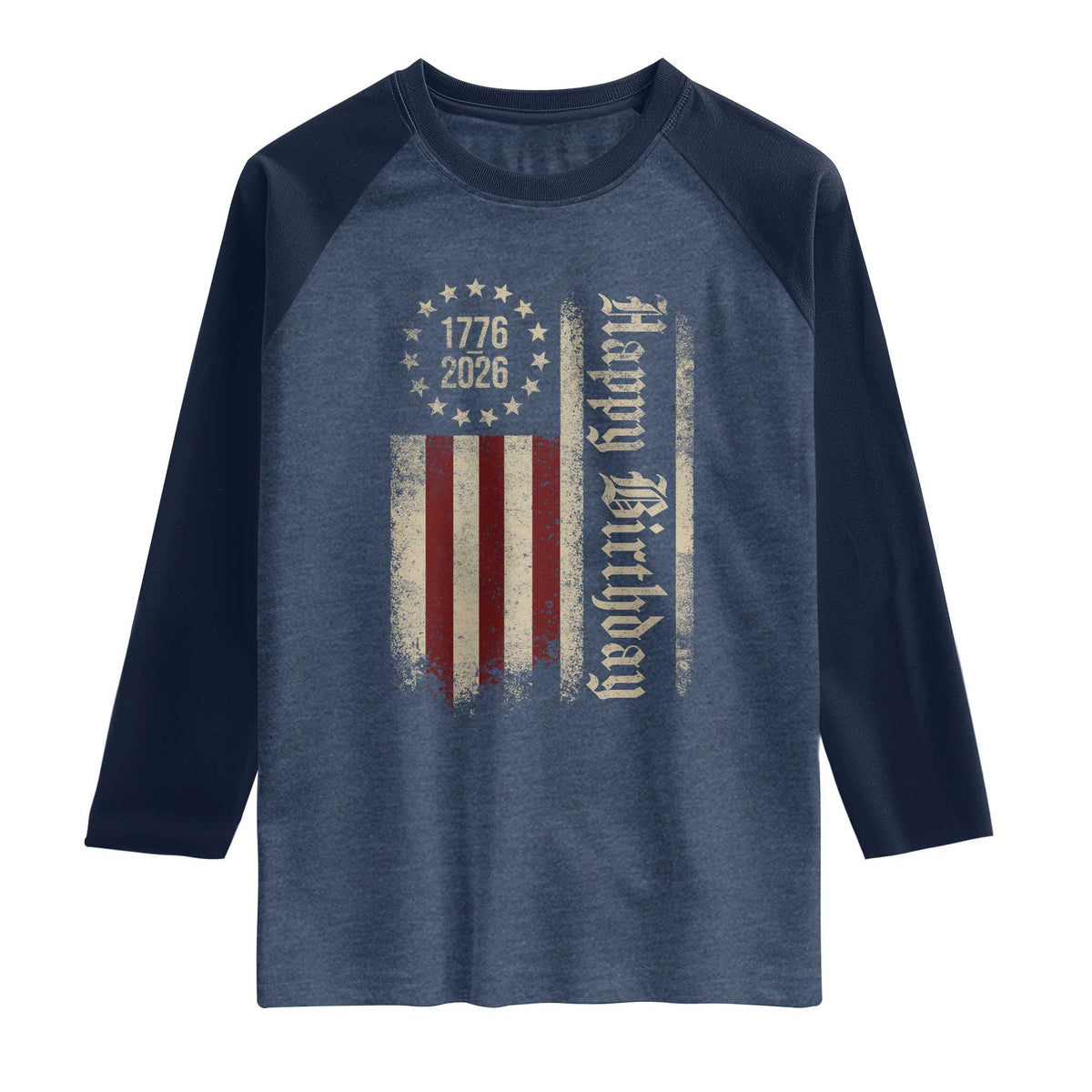 250th Birthday US July 4th 1776 2026 American Flag Raglan Shirt