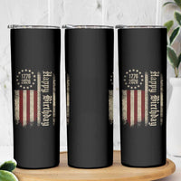 250th Birthday US July 4th 1776 2026 American Flag Skinny Tumbler