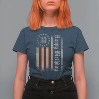 250th Birthday US July 4th 1776 2026 American Flag T Shirt For Women
