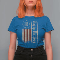 250th Birthday US July 4th 1776 2026 American Flag T Shirt For Women