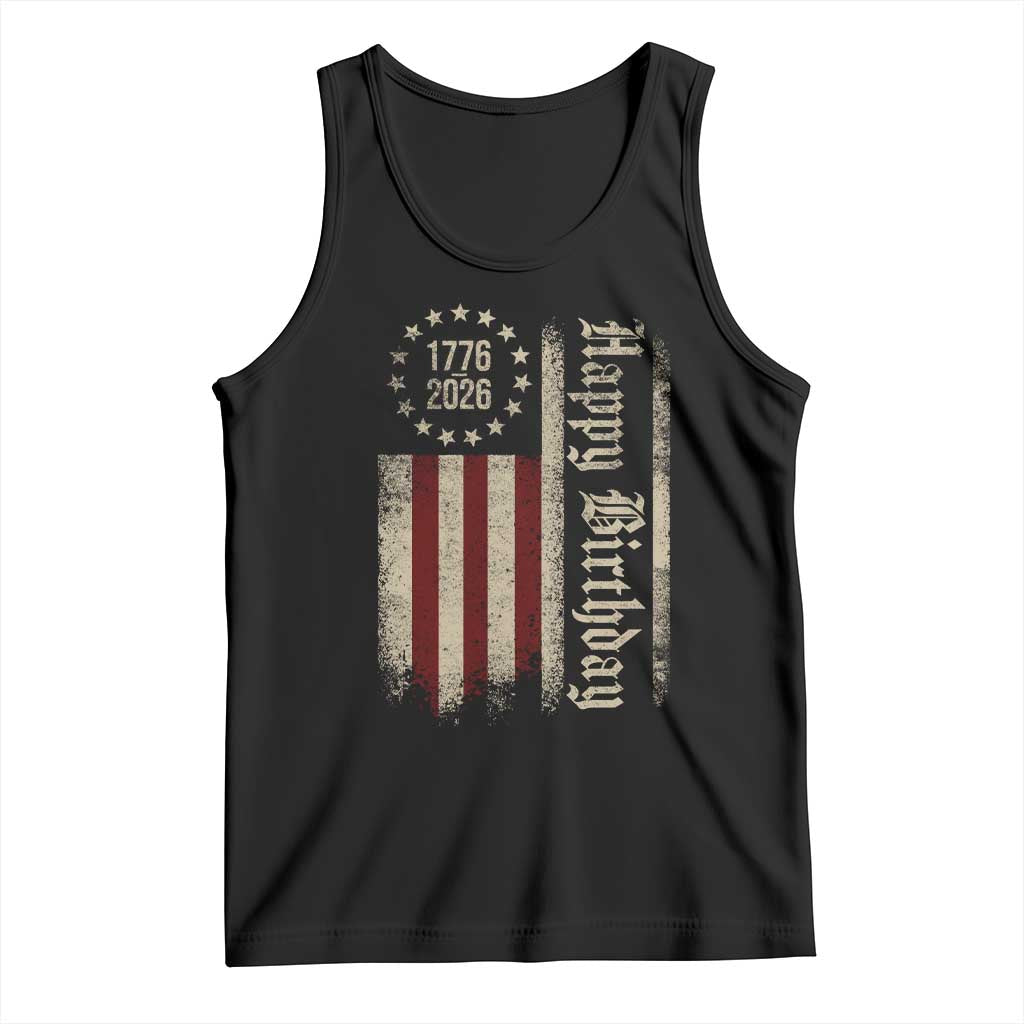 250th Birthday US July 4th 1776 2026 American Flag Tank Top