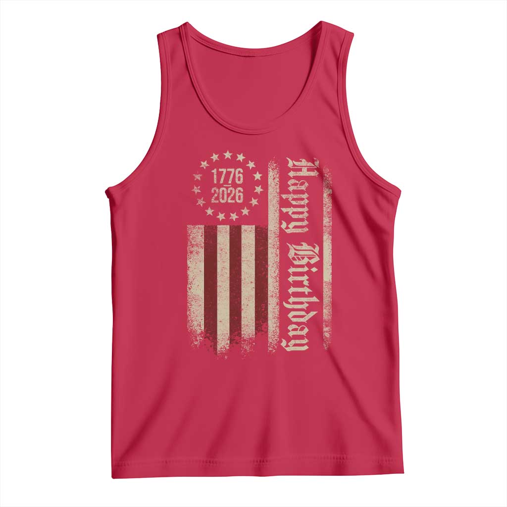 250th Birthday US July 4th 1776 2026 American Flag Tank Top
