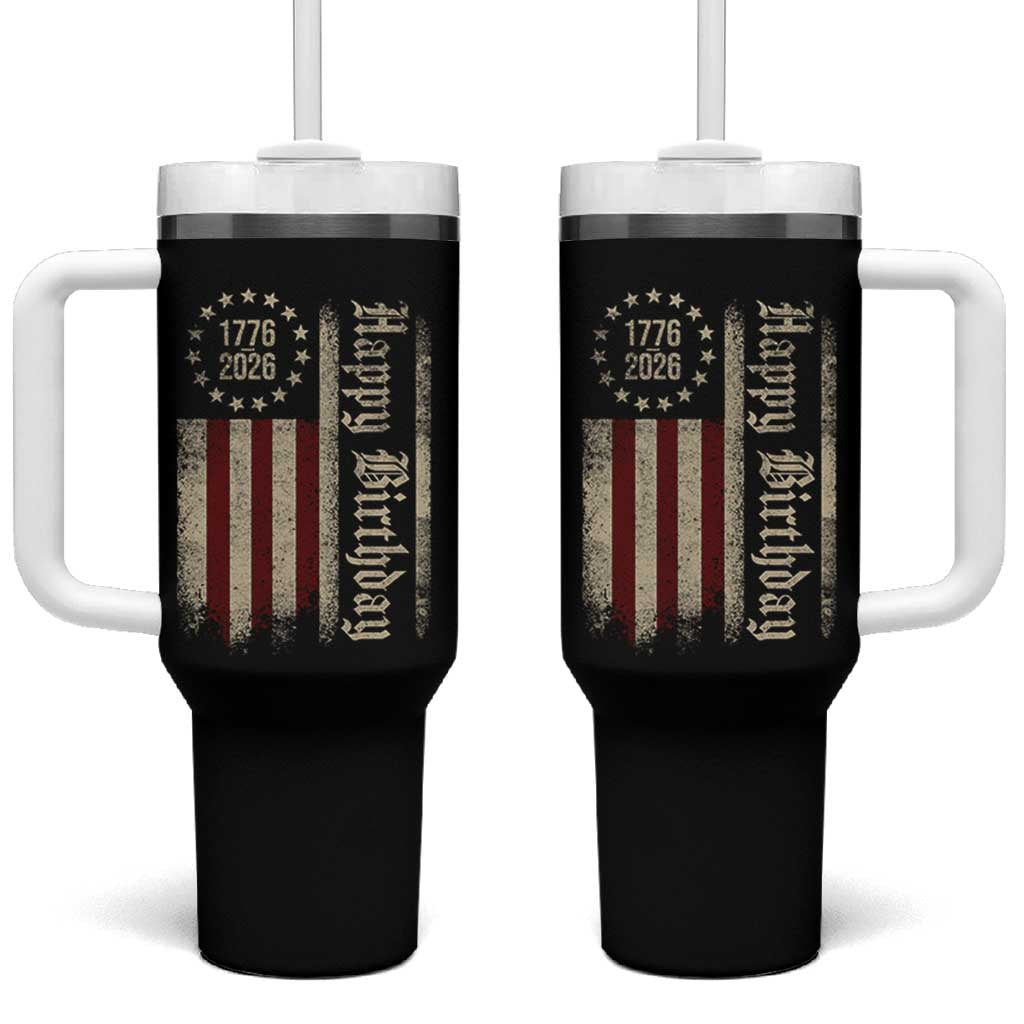 250th Birthday US July 4th 1776 2026 American Flag Tumbler With Handle
