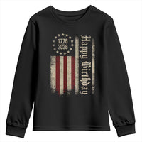 250th Birthday US July 4th 1776 2026 American Flag Youth Sweatshirt