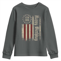 250th Birthday US July 4th 1776 2026 American Flag Youth Sweatshirt