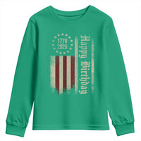 250th Birthday US July 4th 1776 2026 American Flag Youth Sweatshirt