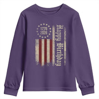 250th Birthday US July 4th 1776 2026 American Flag Youth Sweatshirt