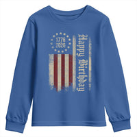 250th Birthday US July 4th 1776 2026 American Flag Youth Sweatshirt