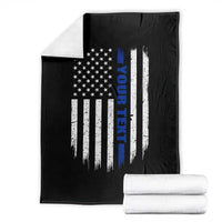 Personalized Police Throw Blanket Custom Text Name Vintage American Flag Law Enforcement Gift