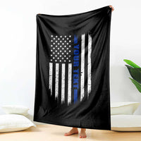 Personalized Police Throw Blanket Custom Text Name Vintage American Flag Law Enforcement Gift