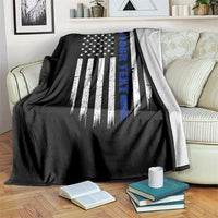 Personalized Police Throw Blanket Custom Text Name Vintage American Flag Law Enforcement Gift
