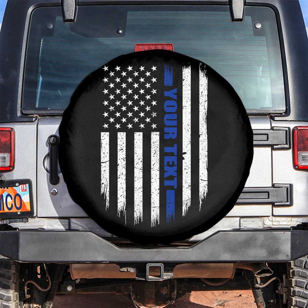 Personalized Police Spare Tire Cover Custom Text Name Vintage American Flag Law Enforcement Gift