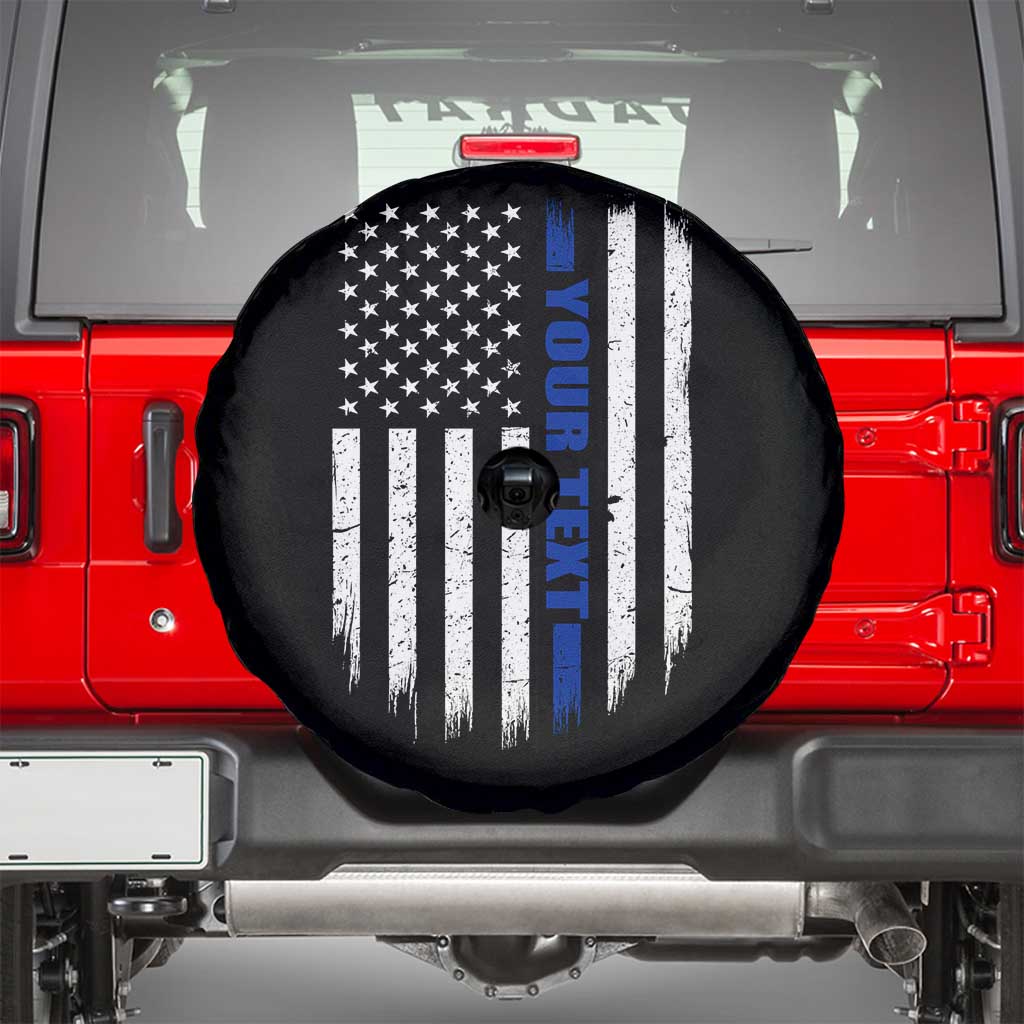 Personalized Police Spare Tire Cover Custom Text Name Vintage American Flag Law Enforcement Gift