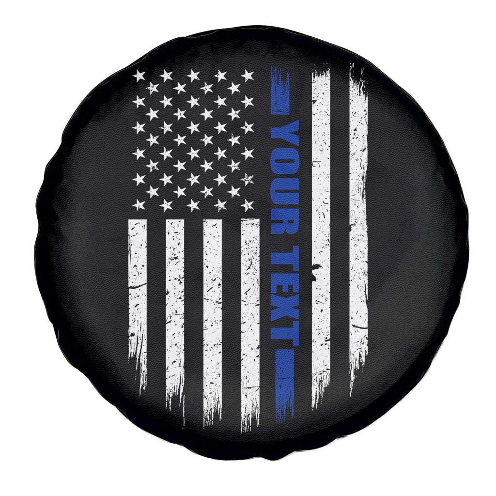 Personalized Police Spare Tire Cover Custom Text Name Vintage American Flag Law Enforcement Gift