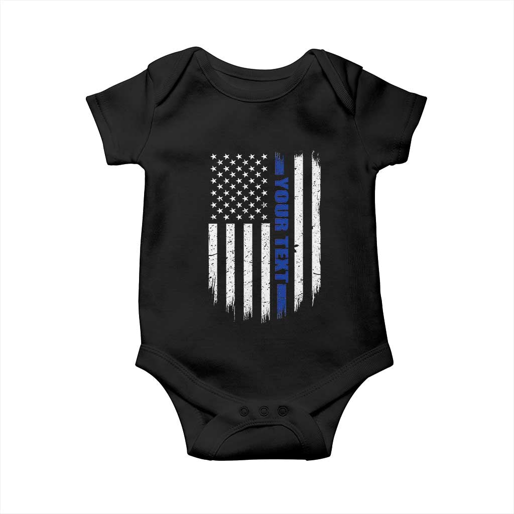 Personalized Police Baby Onesie Custom Text Name Vintage American Flag Law Enforcement Gift