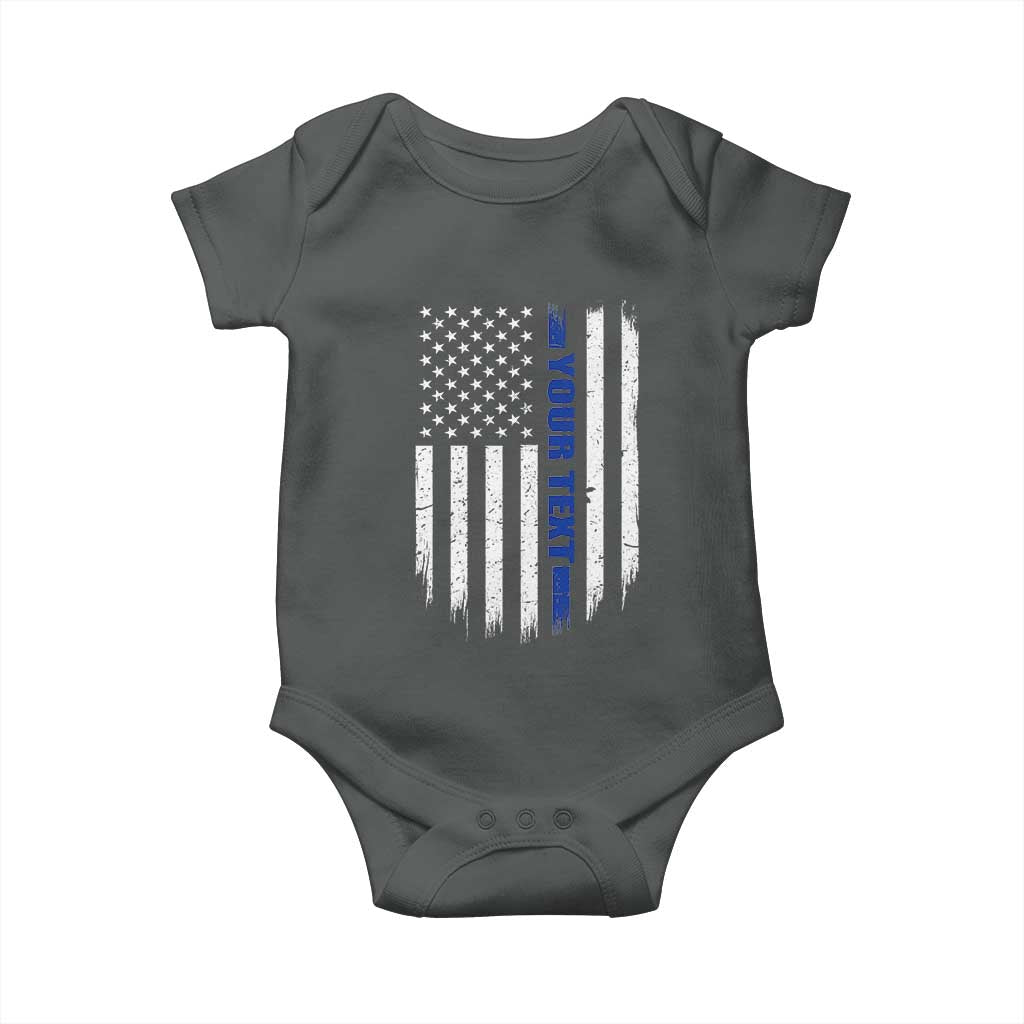 Personalized Police Baby Onesie Custom Text Name Vintage American Flag Law Enforcement Gift