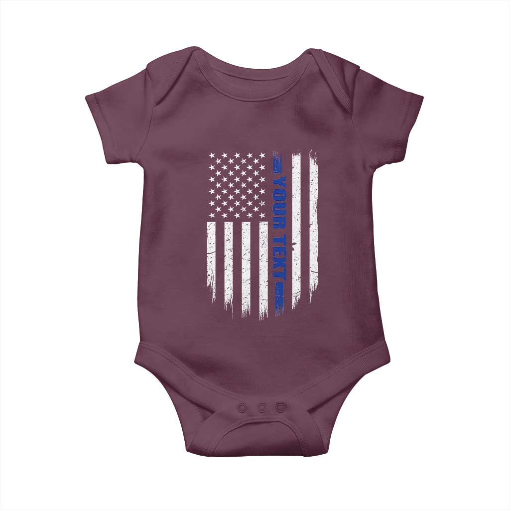 Personalized Police Baby Onesie Custom Text Name Vintage American Flag Law Enforcement Gift