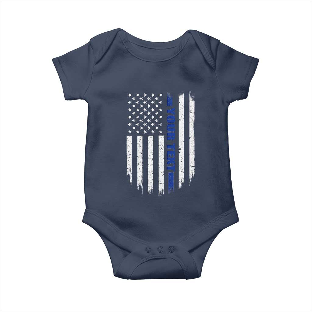 Personalized Police Baby Onesie Custom Text Name Vintage American Flag Law Enforcement Gift