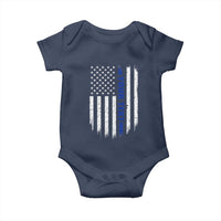 Personalized Police Baby Onesie Custom Text Name Vintage American Flag Law Enforcement Gift