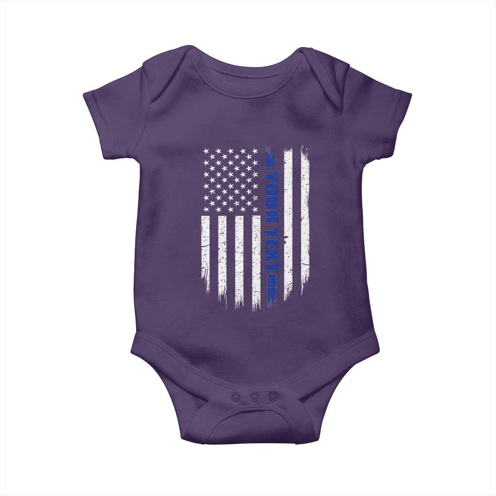 Personalized Police Baby Onesie Custom Text Name Vintage American Flag Law Enforcement Gift