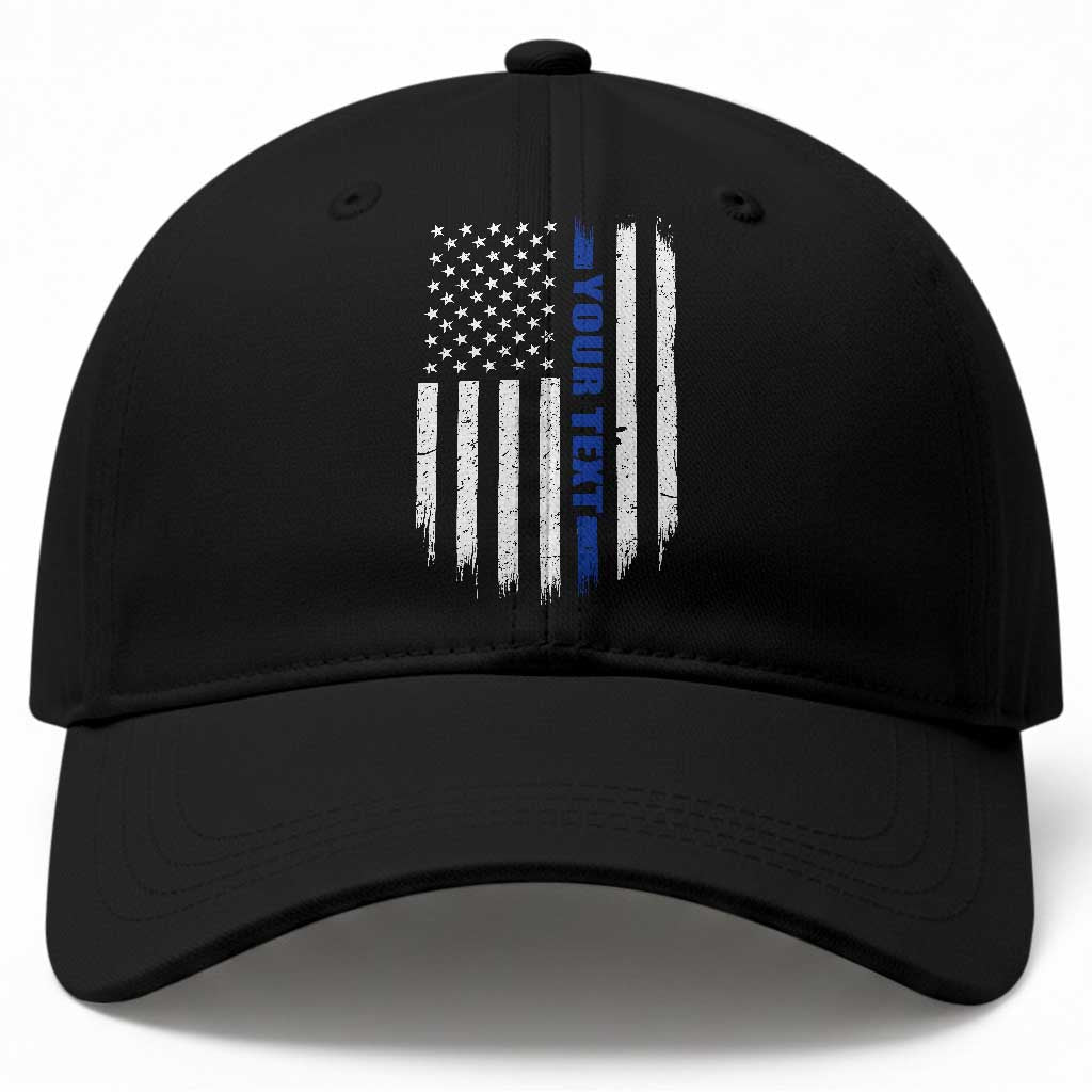 Personalized Police Baseball Cap Custom Text Name Vintage American Flag Law Enforcement Gift