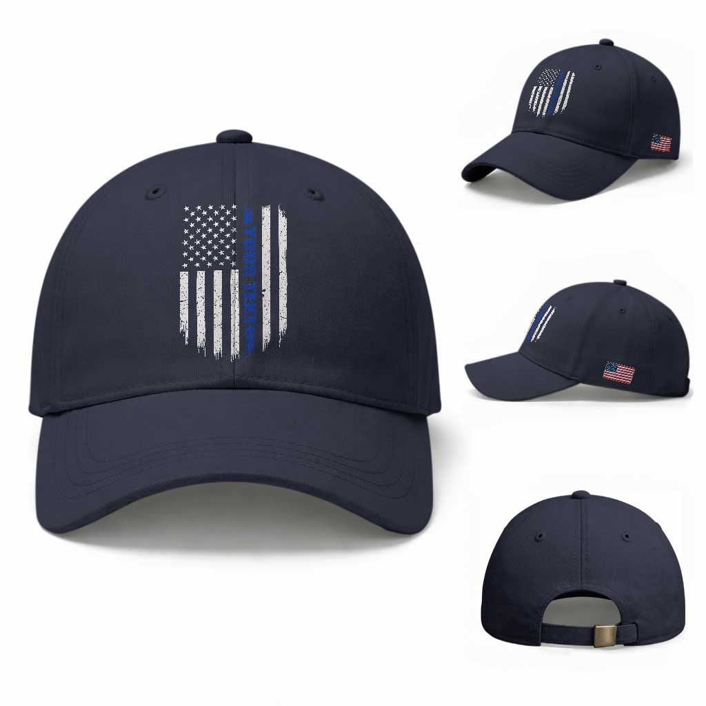 Personalized Police Baseball Cap Custom Text Name Vintage American Flag Law Enforcement Gift