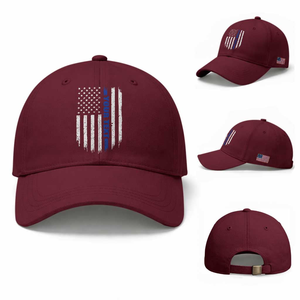 Personalized Police Baseball Cap Custom Text Name Vintage American Flag Law Enforcement Gift