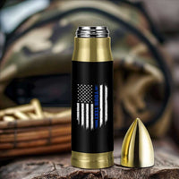 Personalized Police Bullet Tumbler Custom Text Name Vintage American Flag Law Enforcement Gift