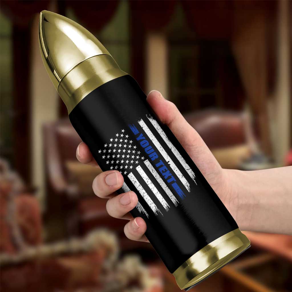Personalized Police Bullet Tumbler Custom Text Name Vintage American Flag Law Enforcement Gift