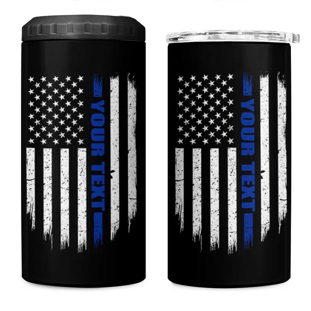 Personalized Police 4 in 1 Can Cooler Tumbler Custom Text Name Vintage American Flag Law Enforcement Gift