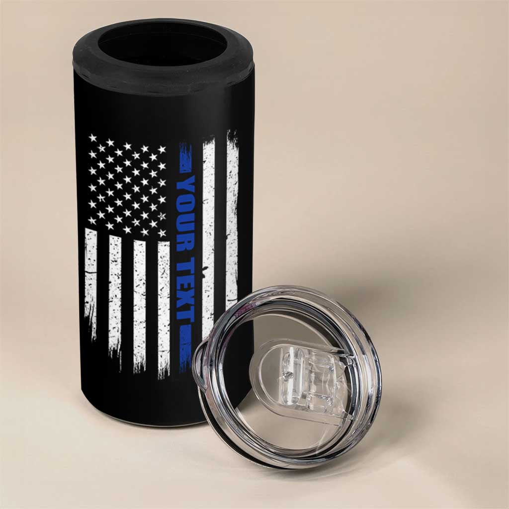 Personalized Police 4 in 1 Can Cooler Tumbler Custom Text Name Vintage American Flag Law Enforcement Gift
