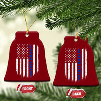 Personalized Police Ceramic Ornament Custom Text Name Vintage American Flag Law Enforcement Gift