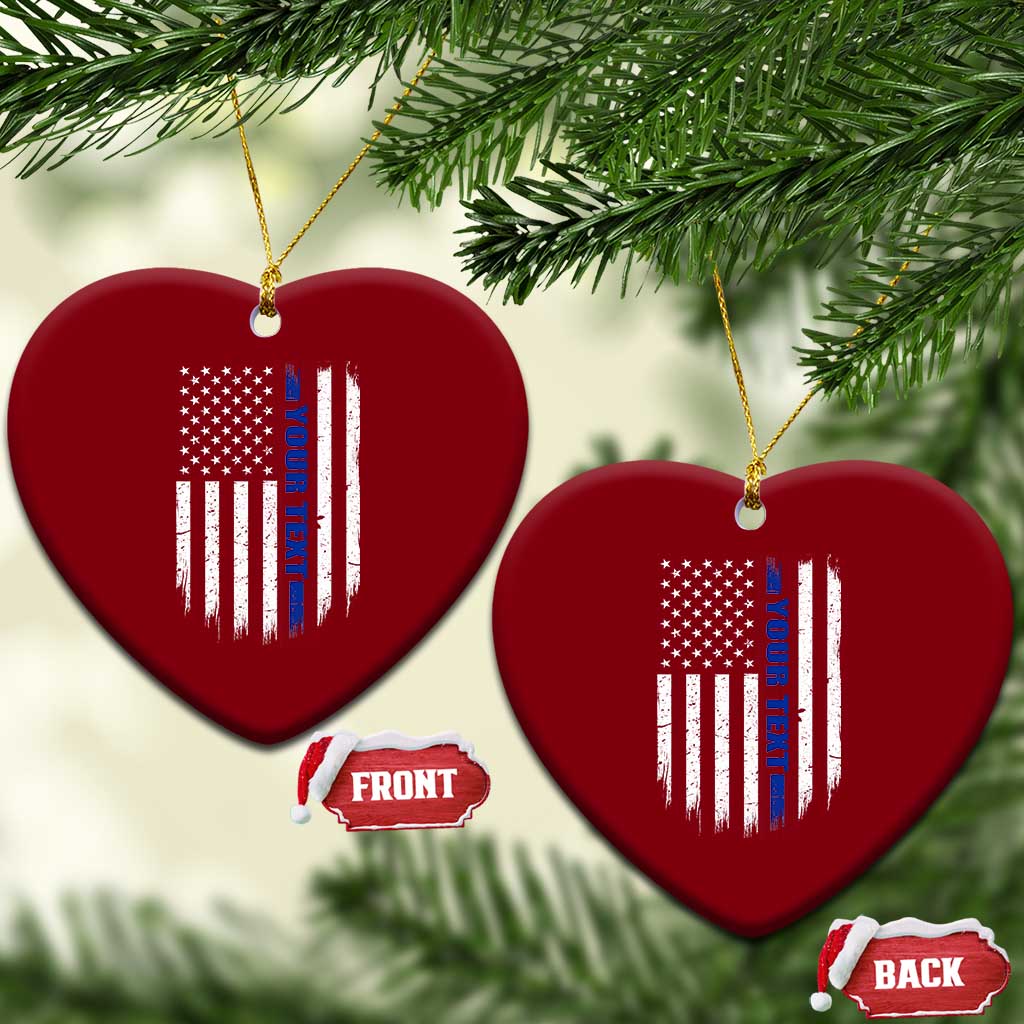 Personalized Police Ceramic Ornament Custom Text Name Vintage American Flag Law Enforcement Gift