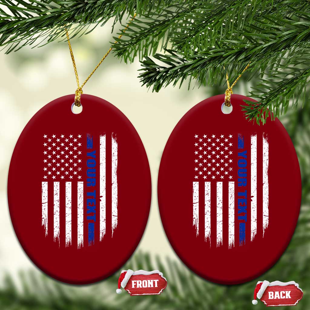 Personalized Police Ceramic Ornament Custom Text Name Vintage American Flag Law Enforcement Gift