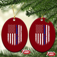 Personalized Police Ceramic Ornament Custom Text Name Vintage American Flag Law Enforcement Gift
